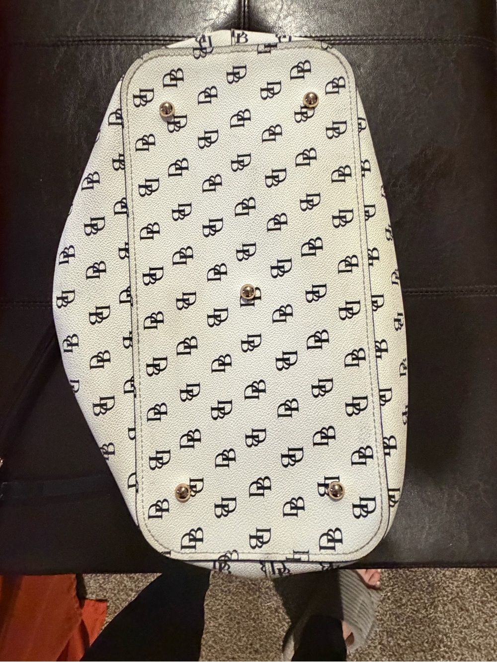 Dooney & Bourke White Logo Satchel with Black Trim and Straps - Picture 12 of 13